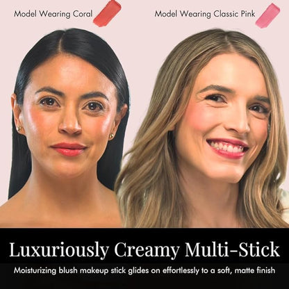 MagicMinerals Intense Cream Blush Stick by Jerome Alexander (CORAL) – 2-in-1 Cheek and Lip Color - Hydrating, Creamy, Buildable, Long-Lasting Color Formula