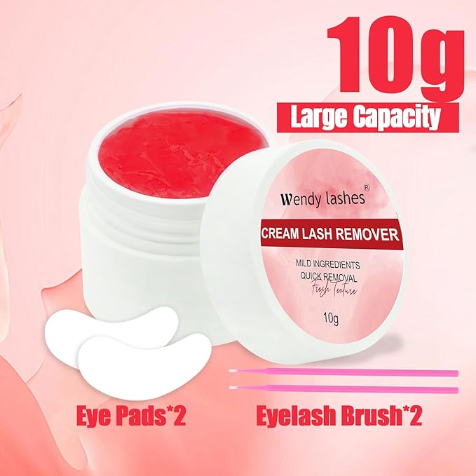 Eyelash Glue Remover for Lash Extensions: for DIY and Lash Artists, Wendy, 10ml Cream, Effectively, Low Irritation, Red, No Flavored