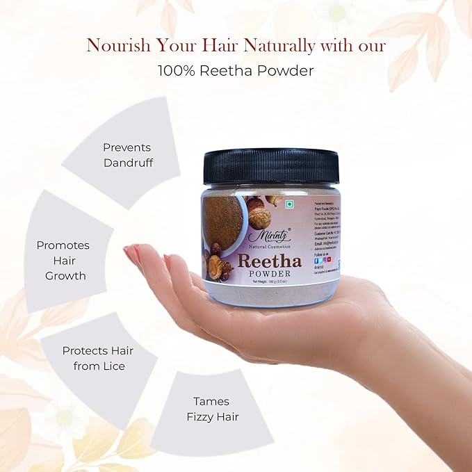 100% Natural Reetha Powder | (100 gms) Pure Aritha Powder for Hair care | Herbal (Sapindus Trifoliatus) Reetha Powder for Hair | Ayurveda Hair Pack for Hair Growth | Ritha Powder DIY Hair Mask