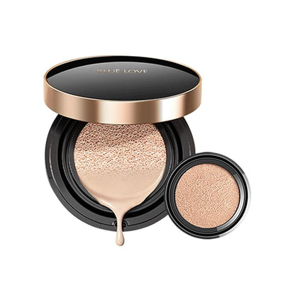BLUE LOVE BB Cream Cushion Foundation - Lightweight, Waterproof, and Long-Lasting Tinted Makeup, Full Coverage CC Cream for Face & Mature Skin, Hydrating Liquid Foundation Concealer (01 Ivory White)