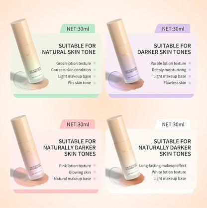 Colour Changing Foundation With Centella, CC Red Correction Cream, Color Correcting Formula for Blemishes, Red Skin, & Acne Marks, Liquid Foundation for Women-Pink