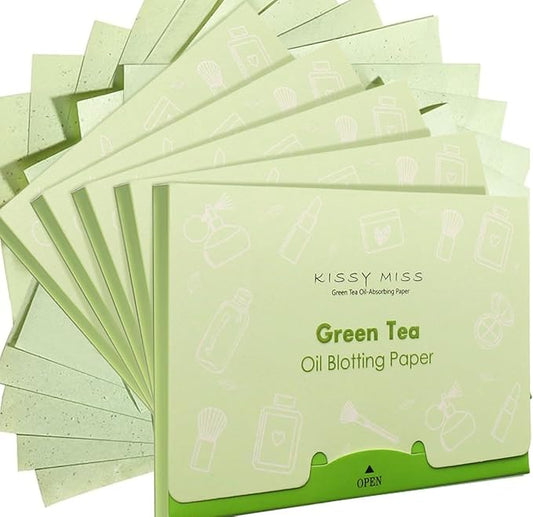 Kissy miss Green tea oil blotting sheets for face,500 sheets in 5 Pack,lift away excess oil,easy to slip into your purse, makeup bag, or even your pocket
