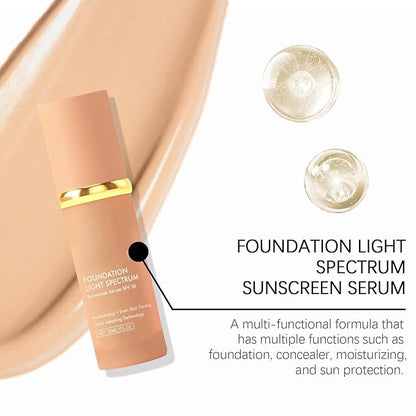 Fifuroes Foundation Light Spectrum Sunscreen Serum High-Coverage Concealer & Moisturizing Foundation with SPF50, Suitable for All Skin Types (1PC, 1 Fl Oz (Pack of 1))