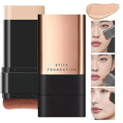 2 In 1- Luxury Anti-Wrinkle Foundation Stick, Korea Flawless Eraser Foundation Stick With Brush, Contour Stick Foundation Face Stick, Makeup Eraser Korean Foundation Stick (Natural * 1)