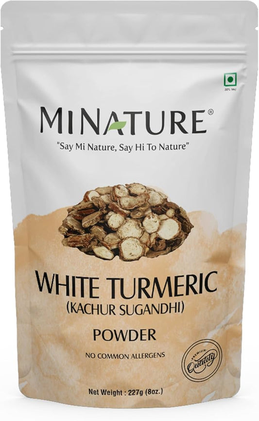 White Turmeric Powder by mi Nature | Kachur, Curcuma zeodaria,Poolankilangu| 227g(8 oz) (0.5 lb) | Does not Stain | White Turmeric for face and Skin | 100% Natural| from India