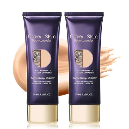 All Over Complexion Perfector, New Body Coverage Perfector, Tattoo Cover up Makeup Waterproof, Cream Body Makeup, Natural Radiance Shade,Transfer-Resistant Body Makeup (2PC, 2.5 fl oz)