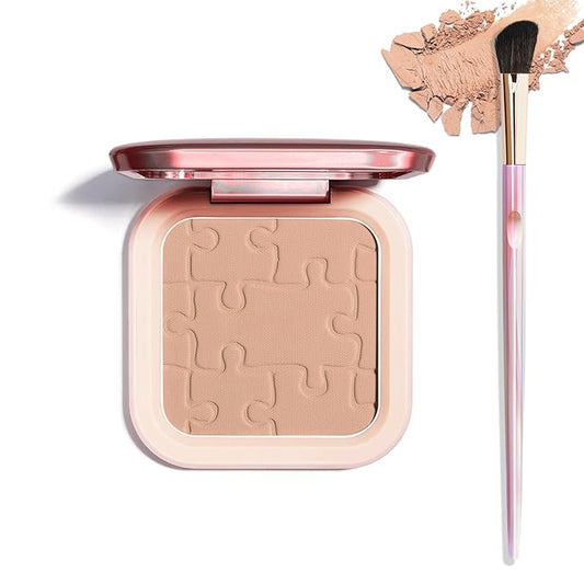 Cream Contour Powder Palette Kit with Brush & Mirror, Matte Bronzer Cool Toned Contour Powder Palette for Face Sculpting Makeup (#C02 Soft Brown)