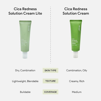 Meebak Cica Redness Solution Cream Lite | Redness Relief | Green Color-Corrector | CC Cream w/Niacinamide | Tinted Moisturizer - Fair to Medium Skin