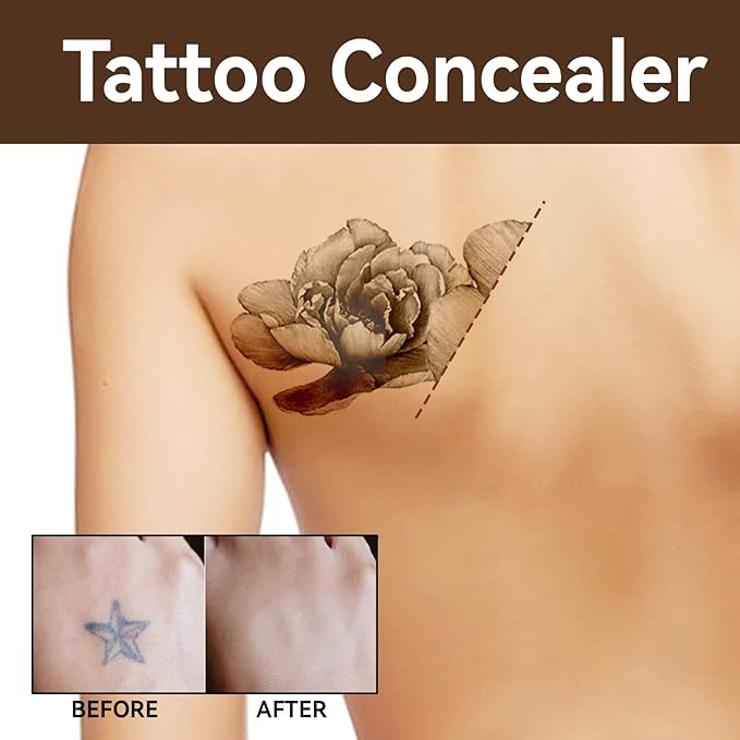 Tattoo Cover Up,Waterproof Invisible Concealer Body Leg Bruise Stretch Scar Dark Spots Vitiligo Skin Makeup Waterproof,Professional Long Lasting Tattoo Cover Up Suitable for Men and Women,2 Pcs Color
