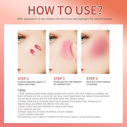 Velvet Liquid Blush, Natural Matte Finish Looking, Dewy Cheek Tint, Soft Cream Face Blush,Moisturizing Lightweight Blendable Feel,Long-Lasting-103#