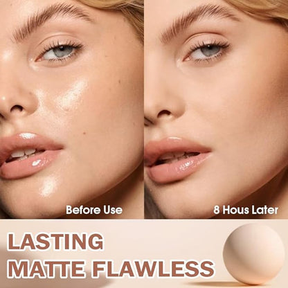 Oil Control Matte Perfection Face Powder Compact For Women, Matte Smooth Flawless Setting Powder Makeup, Polvo Compacto De Maquillaje, Waterproof Long Lasting, 0.35Oz, (140 Golden Beige, 1)