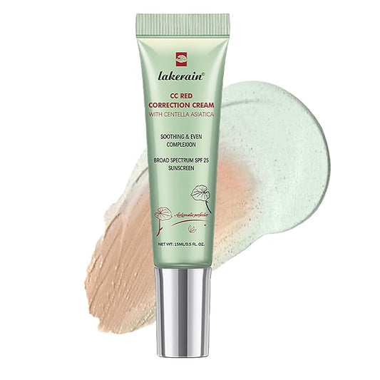Color Correcting CC Cream with SPF 25, Coverage Lightweight Foundation, Invisible Pores,Rich In Centella Asiatic,Hydrating Serum,Refine Skin Texture, Avoid Sun Damage (Green, Green)