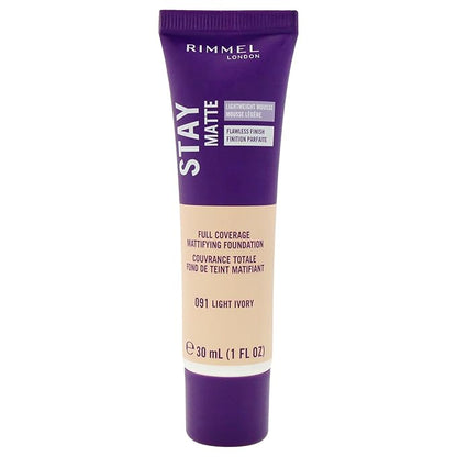 Rimmel London Stay Matte Liquid Mousse - 010 Light Porcelain - Foundation, Lightweight, Shine Control, Oil-Free, 1oz