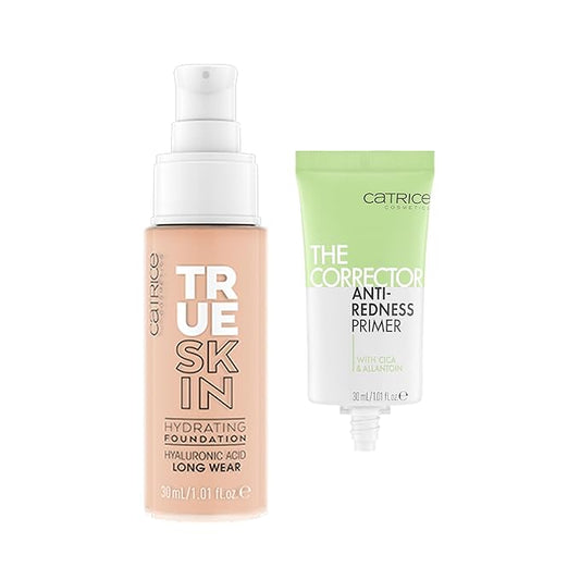 Catrice | True Skin Foundation 10 & The Corrector Anti-Red Primer| Full Coverage Makeup | Vegan & Cruelty Free
