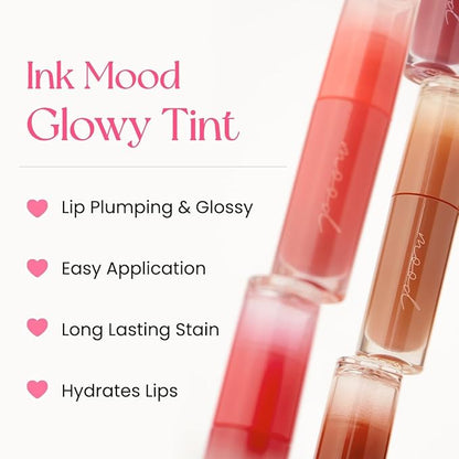 Peripera Ink Mood Glowy Tint | Lip-Plumping, Naturally Moisturizing, Lightweight, Glow-Boosting, Long-Lasting, Comfortable, Non-Sticky, Mask Friendly, No White Film 018 NUDE AREA (HONEY K-OOKIE)