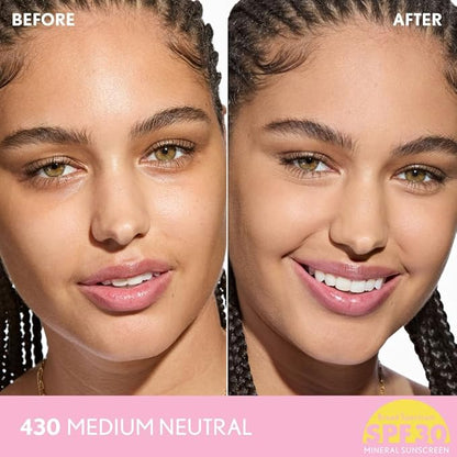 COVERGIRL Clean Fresh Blurring Skin Tint with SPF 30, 430 Medium Neutral, Liquid Foundation, Soft Matte Finish, Smooths, Brightens, Blurs Pores, Mineral Sunscreen, Vegan Formula
