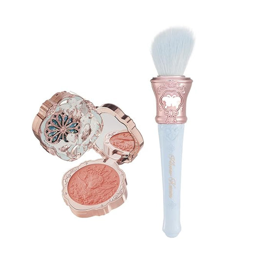 Flower Knows Little Angel Cream Blush 03 Paradise Poet+Butterfly Cloud Collar Angled Powder Brush Pearly Moonlight