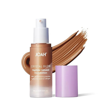 JOAH Peptide Infused Foundation, 2-1 Korean Face Makeup with Blurring Face Primer, Luminizer, Hydration & Skin Defense for a Lightweight Finish, Buildable Medium Coverage, 1.01 Oz, Deep Warm