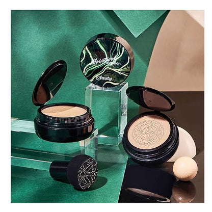 Mushroom Head Air Cushion CC Cream Foundation, Moisturizing Concealer BB Cream Nude Long Lasting Matte CC Cream Makeup Liquid Foundation (Brown color)