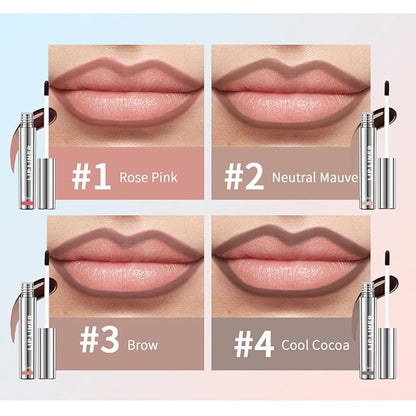2PC Pipe-off lip liner stain,Nude Matte Tint,Non-Fading, Full Coverage,light brown/dark brown/burgundy long-lasting,line tattoo high-color Tint,Smudge-Proof,Waterproof(#3 Brown+#4 Cool Cocoa)