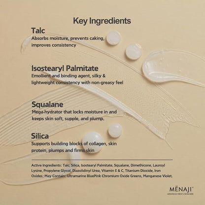 MËNAJI Anti-Shine Powder (HDPV) - Anti-Shine Face Make-Up for Men - Natural Looking Makeup - Mens Cosmetics - Sunless Tan