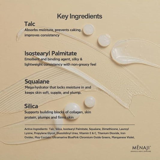 MËNAJI Anti-Shine Powder (HDPV) - Anti-Shine Face Make-Up for Men - Natural Looking Makeup - Mens Cosmetics - Medium