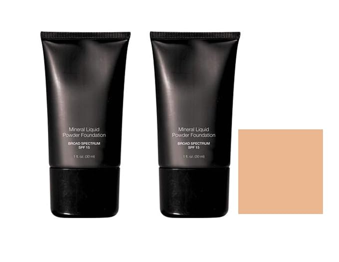 Mineral Liquid Powder Foundation Broad Spectrum SPF 15 Pack of 2 (Cameo Beige)