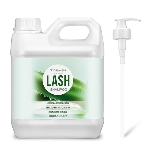 Lash Shampoo Bulk, Eyelash Cleanser for Extensions 2 Liters, Dispenser Pump, Non-irritating or Burning Eyelid Foaming Cleanser for Professional Salon and Home Use (Aloe Vera-2L)