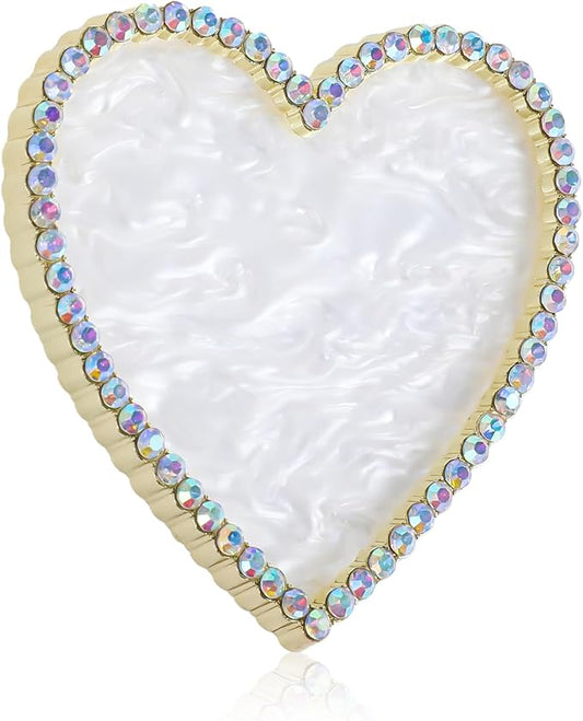 Resin Nail Art Palette Nail Painting Mixed Color Palette Gold Edge Nail Holder Display Board Heart Rhinestone DIY Makeup Pallet Polish Gel Color Mixing Tray Cosmetic Mixing Tools Valentine's Day