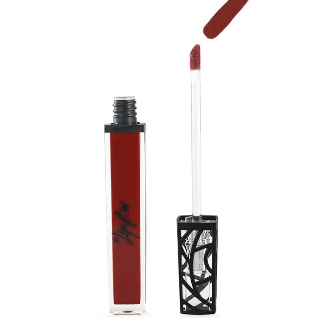 The Lip Bar Vegan Non-Sticky Lip Gloss, with Hydrating Shea Butter for a Lightweight, High Shine Finish, Vixen - Deep Red Opaque
