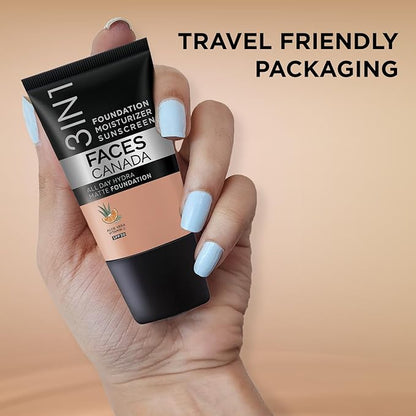 Faces Canada 3-in-1 Matte Foundation with SPF 30 | Lightweight Hydrating Formula with Aloe Vera & Vitamin C | Long-Lasting Medium Coverage Makeup & Sun Protection | 0.51 Fl Oz (15ml)