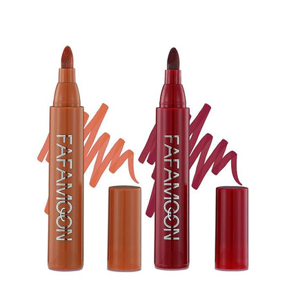 2 Color Lip Stain Tip Marker Set,Hydrating & Long Lasting Lip Liner Stain Waterproof Smudgeproof Lip Tint Matte Lip Maker with Easy Drawing Tip (Pumpkin + Cherry)