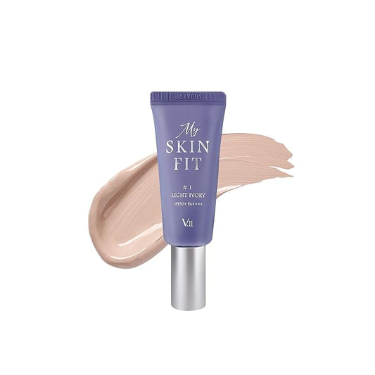 My Skin Fit BB Cream (Light Ivory) Korean Blemish Balm Youthful Appearance with Adenosine & Collagen Booster 0.67 fl.oz.