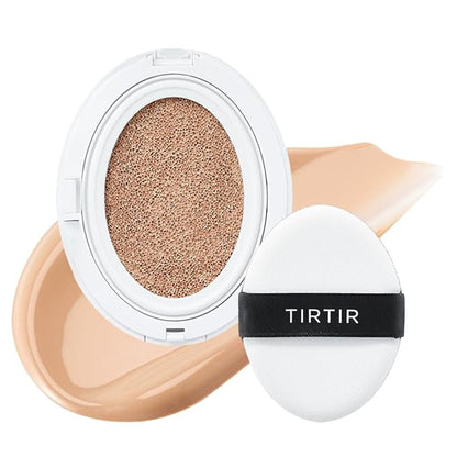 TIRTIR My Glow Cream Cushion | Natural Coverage, Hydrating, Dewy, Glow Finish, 24-Hours Long Lasting, Moisture barrier, Korean Cushion, Pack of 1 (0.63 oz.), #21N Ivory