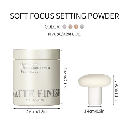 Erinde Nude Translucent Matte Setting Powder with Puff, Face Loose powder Makeup, Oil Control Finishing Powder, Lightweight Blurring Powder, Waterproof, 24H Long-Lasting, Creates Soft Focus Effect