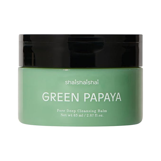 GREEN PAPAYA Pore Deep Cleansing Balm, Makeup Remover, Gentle Exfoliating, Pore Cleaner, Black Head Remover for Face, Oil Cleanser with Jojoba Oil, Korean Skin Care, 2.87oz