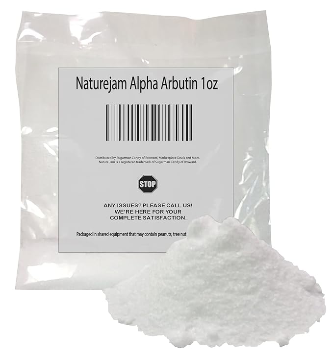 Naturejam Alpha Arbutin Powder Pure Skin Whitener Brightener Dark Spot Corrector, Evens Out Skin Tone and Helps With Hyperpigmentation (1 Ounce)