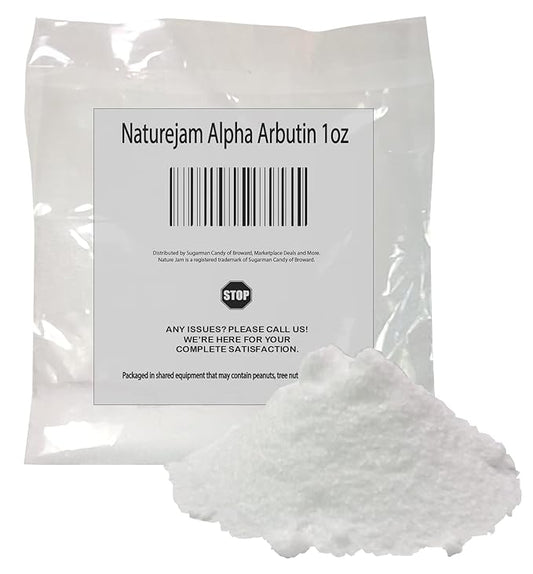 Naturejam Alpha Arbutin Powder Pure Skin Whitener Brightener Dark Spot Corrector, Evens Out Skin Tone and Helps With Hyperpigmentation (1 Ounce)