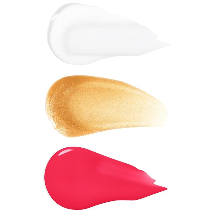 Forever 21 - F21 - Beauty Lip Gloss Set, Pack of 3 Tubes, Clear and Tinted Shades, Hydrating, Plumping, Non-Sticky Formula for Glossy Shine, Clearly/Angelic/Cherry