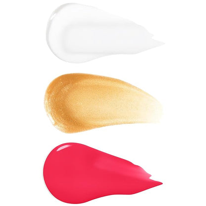 Forever 21 - F21 - Beauty Lip Gloss Set, Pack of 3 Tubes, Clear and Tinted Shades, Hydrating, Plumping, Non-Sticky Formula for Glossy Shine, Clearly/Angelic/Cherry