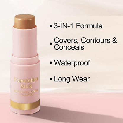 Matte Foundation Stick,Long Wear Multi-Use Face Makeup and Contour Stick for Natural,Lightweight,Waterproof