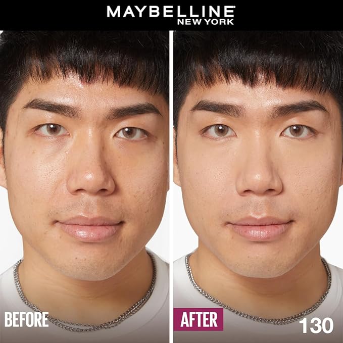 Maybelline Instant Age Rewind Eraser Dark Circles Treatment Multi-Use Concealer,130 & Fit Me Matte + Poreless Liquid Oil-Free Foundation Makeup, Natural Buff