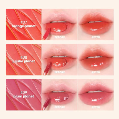 New Planet Tint | Clear Glow Tint Non-Sticky Lightweight Hydrating Long-Lasting Shine High Pigmented Volumizing Moisturizing Natural Lip Stain (#01 Cherry Balance, 4.1g)