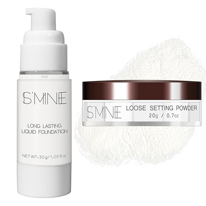 IS'MINE White Liquid Foundation Makeup with Loose Setting Powder