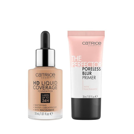 Catrice | HD Foundation 40 & The Perfector Poreless Blur Primer Bundle | Full Coverage Makeup | Vegan & Cruelty Free