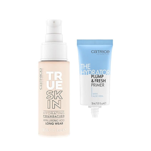 Catrice | True Skin Foundation 01 & The Hydrator Plump & Fresh Primer Bundle | Full Coverage Makeup | Vegan & Cruelty Free