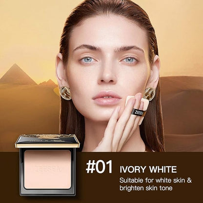 ZEESEA Pressed Powder The British Museum Egypt Series Long Lasting Oil Control Facial Finishing Brighten Setting Powder Multi-use Foundation (#01 Ivory White)
