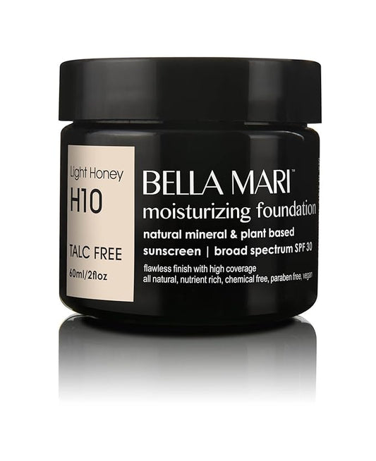 Bella Mari Natural Moisturizing Foundation, Light Beige (B10); 2floz PBA-Free Plastic