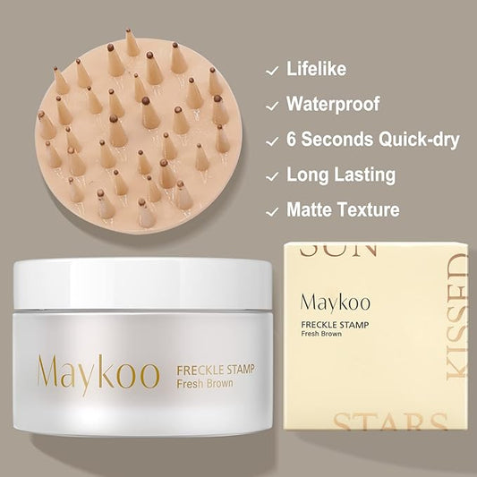 Freckles Stamp Air Cushion (Light Brown) and Face Oil Blotting Powder Cushion, Waterproof Long Natural Freckle, High Moisturizing Matte Makeup For Oily Skin