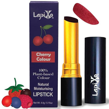 100% Plant-based Color Lipstick, Unique Formula, Natural + Moisturizing | Non-Toxic, All Food Ingredients, Antioxidant-rich, Natural Matte Vibrant Color, 4.4g/0.15oz (Cherry color)
